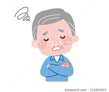 圖:一位老年男子雙手交叉放在胸前,一臉茫然。 圖:一位老年男子雙手交叉放在胸前,一臉茫然。 141663825