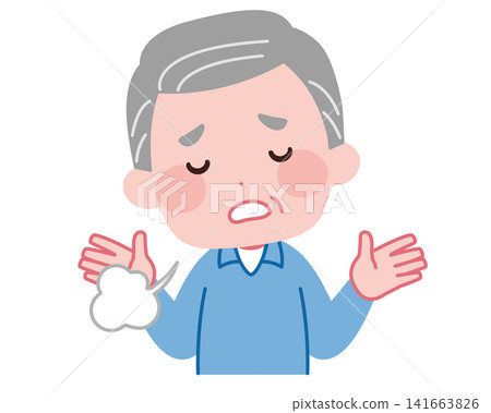 Illustration of a senior man sighing in disappointment Illustration of a senior man sighing in disappointment 141663826