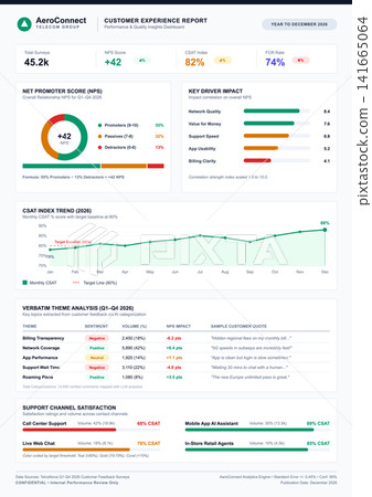 Telecom Customer Experience Report Dashboard with Data Visualization Charts Telecom Customer Experience Report Dashboard with Data Visualization Charts 141665064
