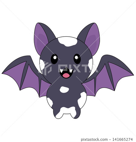 Cute purple vampire bat character illustration for Halloween trick or treat autumn holiday party decoration sticker invitation visual graphic clipart artwork design icon element Cute purple vampire bat character illustration for Halloween trick or treat autumn holiday party decoration sticker invitation visual graphic clipart artwork design icon element 141665274