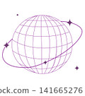 Y2K aesthetic purple grid planet sphere globe icon geometric space visual element for modern banner sticker poster print retro graphic clipart artwork design decorative accent 141665276