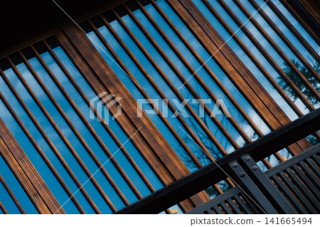 wood frame glass wall architecture detail background wood frame glass wall architecture detail background 141665494