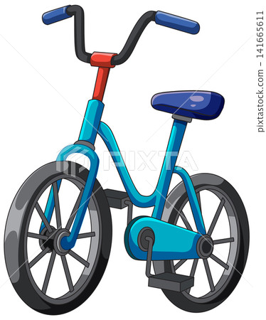 Blue Kids Bicycle Vector Illustration with Cartoon Style Blue Kids Bicycle Vector Illustration with Cartoon Style 141665611