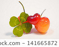 Lucky motifs: four-leaf clover and heart-shaped cherry 141665872