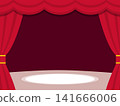 A simple background illustration (4:3 aspect ratio) of a stage with red curtains. 141666006