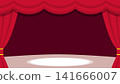 A simple background illustration of a stage with red curtains (16:9 aspect ratio). 141666007