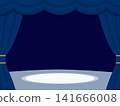 A simple background with royal blue curtains and a spotlight (4:3 aspect ratio). 141666008