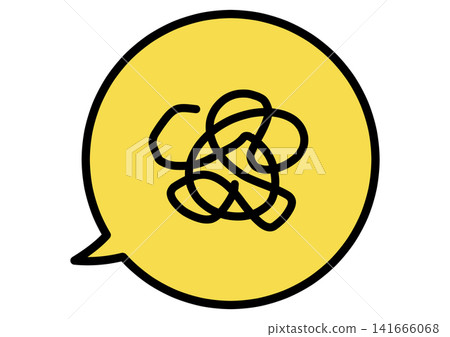 Simple blurry mark and speech bubble illustration 1 (yellow, line drawing) Simple blurry mark and speech bubble illustration 1 (yellow, line drawing) 141666068