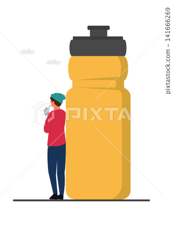 Reusable Sports Water Bottle with Athlete Hydration Fitness Lifestyle Illustration Reusable Sports Water Bottle with Athlete Hydration Fitness Lifestyle Illustration 141666269