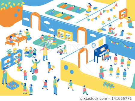 Classroom scenes in kindergartens and daycare centers Classroom scenes in kindergartens and daycare centers 141666771