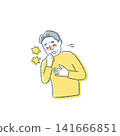 A senior man coughing with apparent difficulty. 141666851