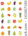Seamless pattern of various fruits painted in watercolor [Hand-drawn] White background cutout 141667180