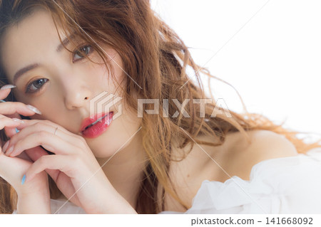 A woman wearing colored contact lenses A woman wearing colored contact lenses 141668092