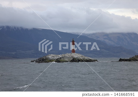 Lighthouse floating in the Beagle Channel in Ushuaia Lighthouse floating in the Beagle Channel in Ushuaia 141668591
