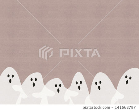 Cute Halloween ghost background illustration (greige, with copy space) Cute Halloween ghost background illustration (greige, with copy space) 141668797