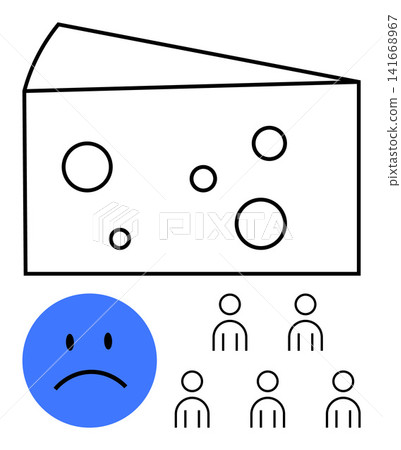 Food scarcity, emotional reactions, dietary dissatisfaction, societal issues, hunger awareness, nutrition challenges. Simplistic cheese slice, sad face stylized human figures. Food scarcity Food scarcity, emotional reactions, dietary dissatisfaction, societal issues, hunger awareness, nutrition challenges. Simplistic cheese slice, sad face stylized human figures. Food scarcity 141668967
