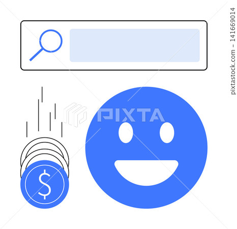Digital finance, online income, search optimization, wealth growth, user satisfaction, web services. happy face, coins and search bar icons. Online income and search optimization Digital finance, online income, search optimization, wealth growth, user satisfaction, web services. happy face, coins and search bar icons. Online income and search optimization 141669014
