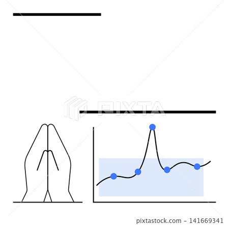 Data analysis, faith, religion, spirituality, technology, decision-making. Minimalist praying hands and a connected line chart with data points. Faith and data analysis as symbolic integration Data analysis, faith, religion, spirituality, technology, decision-making. Minimalist praying hands and a connected line chart with data points. Faith and data analysis as symbolic integration 141669341