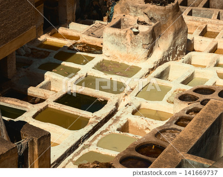 Historic Leather Dyeing Pits in Fez Historic Leather Dyeing Pits in Fez 141669737