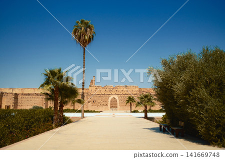 Palm tree courtyard in Moroccan heritage site Palm tree courtyard in Moroccan heritage site 141669748