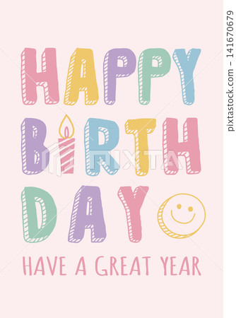 [Vector] Pop-style Happy Birthday Card for Kids (Vertical) 141670679