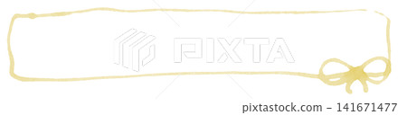 Gold horizontal ribbon frame design drawn with watercolor pens Gold horizontal ribbon frame design drawn with watercolor pens 141671477