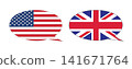 US America and United Kingdom flag speech bubble, Vector illustration. 141671764