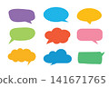 Speech bubble colorful line art icon set to communication geometric graphic element. 141671765