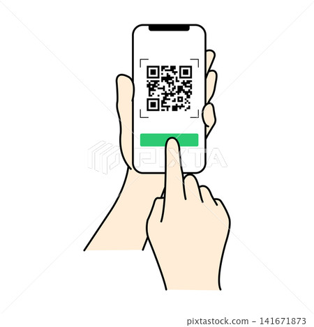 Image of the process of scanning a QR code with a smartphone to make a payment. Image of the process of scanning a QR code with a smartphone to make a payment. 141671873