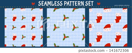 Cover bg pattern with christmas mistletoe and holly in floral. Vector design for winter seamless nature and xmas elements in bold. Red and simple illustration style for forest. Cover bg pattern with christmas mistletoe and holly in floral. Vector design for winter seamless nature and xmas elements in bold. Red and simple illustration style for forest. 141672306