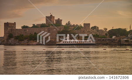 Bodrum ,Turkey- May 27 2026: Bodrum Castle (Turkish: Bodrum Kalesi) is a historical fortification located in southwest Turkey in the port city of Bodrum, Sunset shot Bodrum ,Turkey- May 27 2026: Bodrum Castle (Turkish: Bodrum Kalesi) is a historical fortification located in southwest Turkey in the port city of Bodrum, Sunset shot 141672806