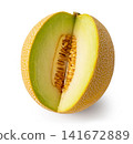 Fresh Juicy Melon with Slice Isolated on White Background 141672889
