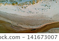 Aerial View of Meandering River with Sandy Banks, Drone Top View 141673007