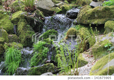 small outdoor waterfall 141673905