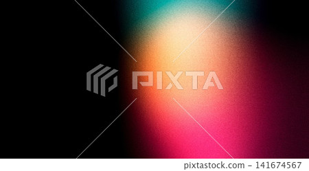 Orange pink teal and yellow glowing gradient with noise texture on dark backdrop Orange pink teal and yellow glowing gradient with noise texture on dark backdrop 141674567