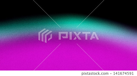 Magenta green and cyan glowing gradient dome with noise texture on dark backdrop 141674591