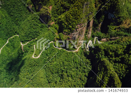 Scenic road in canyons in Santa Catarina, Brazil. Aerial view Scenic road in canyons in Santa Catarina, Brazil. Aerial view 141674933