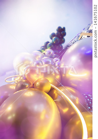 Festive balloon arrangement with soft pastel lighting and iridescent colors for joyful celebrations Festive balloon arrangement with soft pastel lighting and iridescent colors for joyful celebrations 141675102
