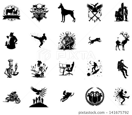 Silhouette illustration of a person kicking a soccer ball for sports and training concept design 141675792