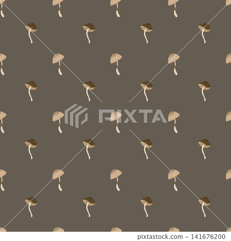 Mushrooms autumn seamless pattern. Vector illustration with greasers, brown cup bolete. Cottagecore aesthetics. Natural trendy print. Modern art, hand drawn, flat design. Mushrooms autumn seamless pattern. Vector illustration with greasers, brown cup bolete. Cottagecore aesthetics. Natural trendy print. Modern art, hand drawn, flat design. 141676200