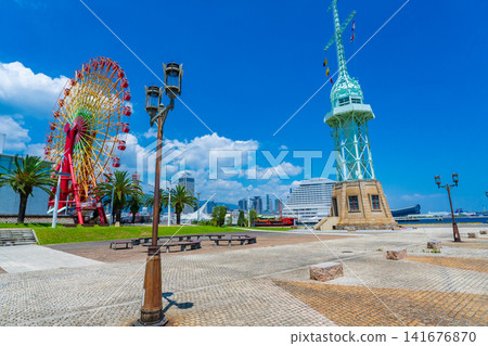 Kobe City, Hyogo Prefecture, Old Kobe Port Signal Station and Ferris Wheel Kobe City, Hyogo Prefecture, Old Kobe Port Signal Station and Ferris Wheel 141676870