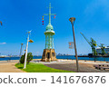 Kobe City, Hyogo Prefecture: The former Kobe Port signal station stands out against the bright blue summer sky. 141676876