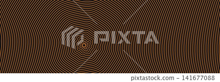 Concentric orange circles on black background abstract optical illusion pattern for design Concentric orange circles on black background abstract optical illusion pattern for design 141677088