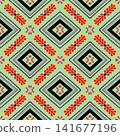 Native ethnic geometric seamless pattern traditional tribal fabric texture diamond ornament repeat background wallpaper carpet textile print graphic clipart artwork design 141677196