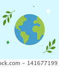 Planet Earth with green leaves eco friendly save the planet environmental nature sustainability global day concept symbol visual graphic clipart artwork design icon illustration 141677199