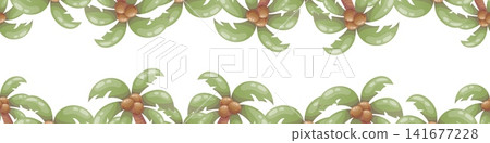 Seamless horizontal border featuring coconut palms Seamless horizontal border featuring coconut palms 141677228