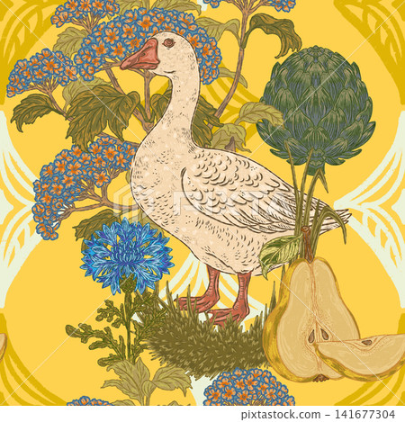 seamless pattern with decorative bird seamless pattern with decorative bird 141677304