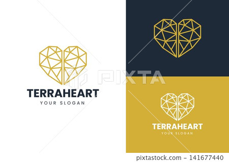 Geometric Heart Polygon Logo for Luxury Brand Identity Geometric Heart Polygon Logo for Luxury Brand Identity 141677440