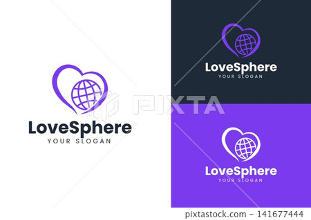 Modern Heart with Globe Logo for Charity Healthcare Global Community Branding Modern Heart with Globe Logo for Charity Healthcare Global Community Branding 141677444