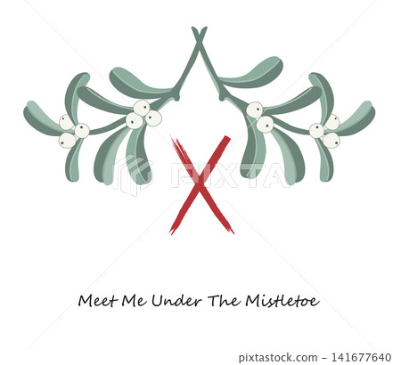Mistletoe branches with Gebo rune drawing, love viking symbol. Isolated vector illustration Mistletoe branches with Gebo rune drawing, love viking symbol. Isolated vector illustration 141677640